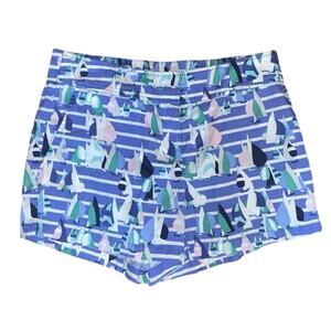 Vineyard Vines Shorts Women's Size 0 Sailboat Print Green Blue Inseam 3"